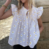 Floral/Plaid Patterm Flowy Peplum Blouse